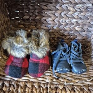2 Pairs Outbak Booties And Indigo Baby Slippers